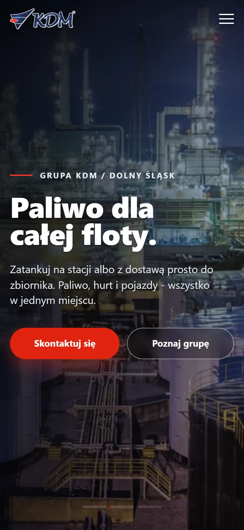Ta sama strona kdm.com.pl na ekranie telefonu